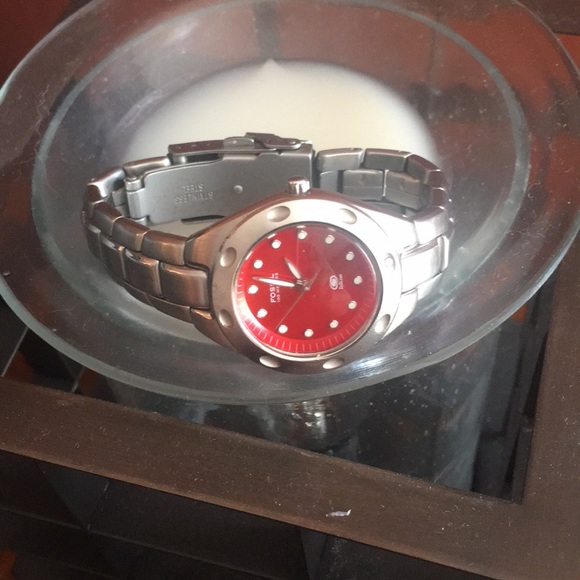 fossil accessories watch battery needs replaced red face poshmark